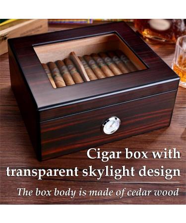 Cigar Boxs Humidors Delicate Cigar Humidor Fine Clear Glass Top with Hygrometer Cigar Desktop Box Cecigar Box Men's Cigars Case Portable - Buy Online on GoSupps.com