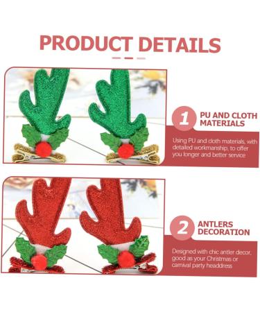 FOMIYES 8 Pairs Hair Jewels for Women Hair Claw Clips for Women Christmas Party Girls Barrettes Hair Barrettes Decor Antler Hair Barrette Child Gold Powder Cloth Antlers Hairpin - Buy Online on GoSupps.com