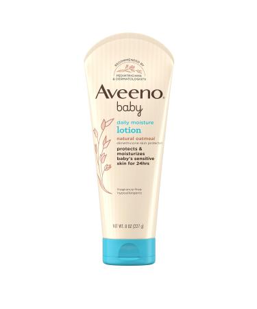 Aveeno Baby Daily Moisture Lotion for Delicate Skin with Natural Colloidal Oatmeal & Dimethicone  Hypoallergenic Moisturizing Baby Lotion  Fragrance-  Phthalate- & Paraben-Free  8 fl. oz