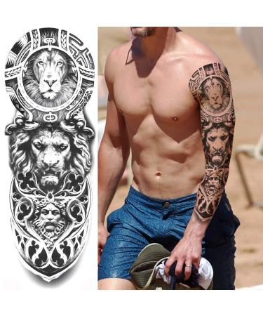 NEZAR Maori Temporary Tattoo Sleeve - 11 Sheets, Tiki Turtle Manta, Black Dragon Totem, Waterproof Fake Tattoo Sleeves for Men and Women - Buy Online on GoSupps.com