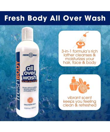 Fresh Body FB All Over Wash & Travel Size - Citrus Vanilla Grove Body Wash for Men & Women | Sulfate Paraben & Dye-Free - Buy Online on GoSupps.com