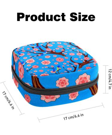 Buy Women's Travel Storage Bag for Menstrual Cup & Makeup Large Capacity Cherry Blossoms & Blue Birds Design - Buy Online on GoSupps.com