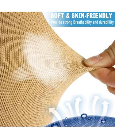 Bacophy Compression Socks for Women & Men | 15-20 mmHg Knee Length Open Toe Support Stockings | Ideal for Fitness Flight & Running | Medium Beige - 2 Pairs - Buy Online on GoSupps.com