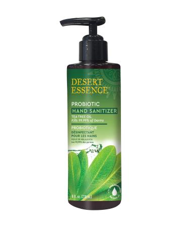 Desert Essence Probiotic Hand Sanitizer - Tea Tree Oil - 8 Fl Ounce - Soft & Moisturized - Elderberry & Echinacea - Fresh Scent