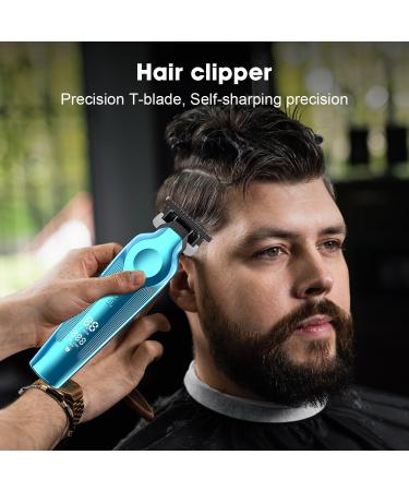 KEMEI 264 Hair Clippers for Men Professional Cordless T Blade Zero Gap Trimmer Electric Barber Trimmer Rechargeable Clippers for Men Haircut Mens Beard Trimmer with LED Display(Blue) - Buy Online on GoSupps.com