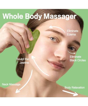 Huefull Gua Sha Facial Tool for Face & Body | Self Care & Tension Relief | Perfect Skin Care Gift for Men & Women | Xiuyan Green | Christmas Gifts - Buy Online on GoSupps.com