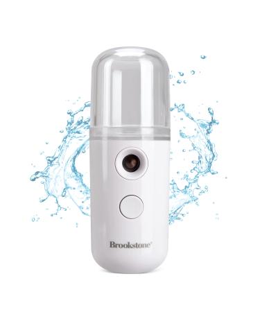 Brookstone Portable Nano Facial Mister | Compact Facial Mister Spray Bottle with 30ml Distilled Water Tank for One Touch Hydrating Face Mist | USB Rechargeable Facial Mist Spray
