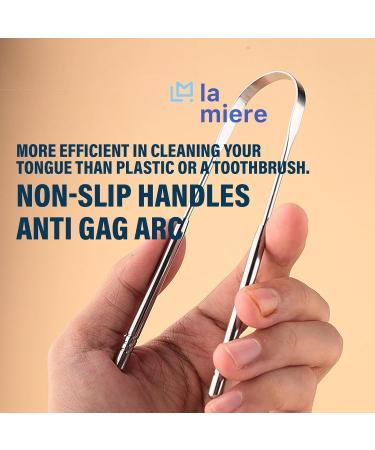 Buy Stainless Steel Tongue Scraper (2 Pack) - Easy Oral Care Tool for Adults | Natural Cotton Bag Included - Buy Online on GoSupps.com