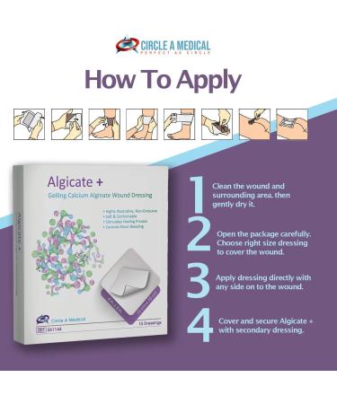 Circle A Medical Algicate + Gelling Calcium Alginate Wound Dressing - 4x4 Inch (Pack of 10) - Buy Online on GoSupps.com
