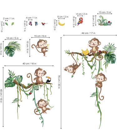 Decalmile Jungle Monkey Climbing Tree Wall Decals - Animal Vine Leaves Stickers for Nursery, Kids & Living Room D cor - Buy Online on GoSupps.com