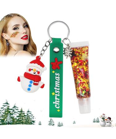MINGRUO Derivtae Christmas Artistic Glitter Glitter Gel with Christmas Keychain Charm Festival Decoration (Snowmen)