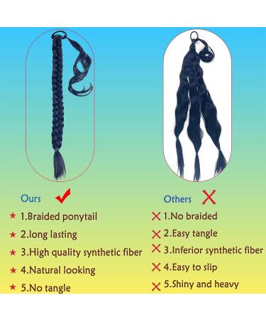 24 Inch Synthetic Braided Ponytail Extension for Black Women - Natural Black Wrap Around Hair Piece - Buy Online on GoSupps.com