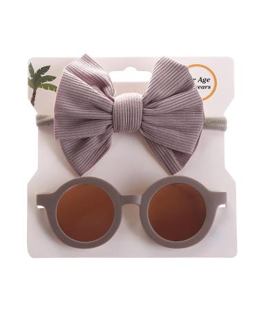 Baby Sunglasses 0-36 Months Baby Girl Sunglasses Headband Sunglasses Set Cute Polarized for Toddler Newborn Infant Elastic Photography Props Purple2