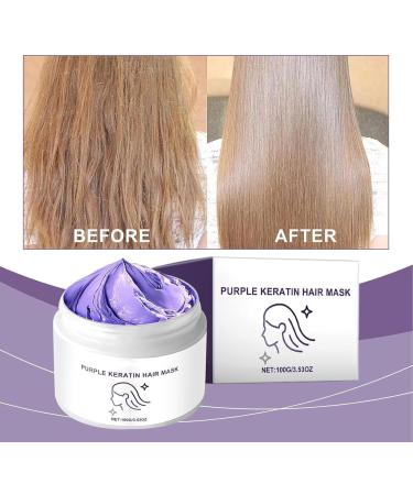 FLLUOUZH Purple Keratin Hair Mask Power Purple Hair Mask Deep Conditioning Hydrates & Restores Softness Moisturizing Conditioner for Dry & Damaged Hair 2 Pieces - Buy Online on GoSupps.com
