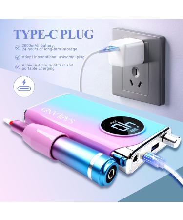 Saviland Rechargeable 40000RMP Nail Drill: Portable Electric Nail Drill Low Noise and Heat with 12 Drill Bits Electric Nail Drills for Acrylic Nails Gel Nails Professional Nail Tools 01-pink Blue Gradient Style - Buy Online on GoSupps.com