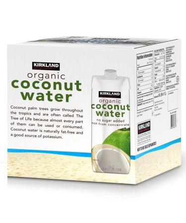 Kirkland Signature Organic Coconut Water Palm Tree No Sugar Carton Pack 9x1Litre