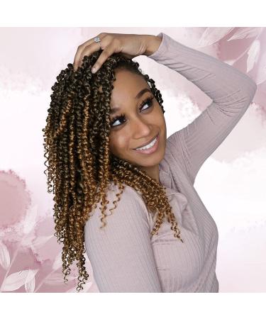 8 Packs Ombre Gold Pre-Looped Passion Twists Braiding Synthetic Hair, Pre-Twisted Passion Twist Hair 12 Inch, Short Passion Twist Crochet Hair for Women Crochet Passion Twist Hair Extensions (12inch,T27#) 12 Inch (Pack of …