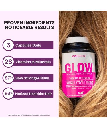 GOBIOTIX Hair Skin and Nails Vitamin Supplement - 10000mcg Biotin Pills with Hyaluronic Acid Folate Iron Magnesium and Zinc - Collagen Production Hair Growth - 60 Servings 90 Count (Pack of 2) - Buy Online on GoSupps.com