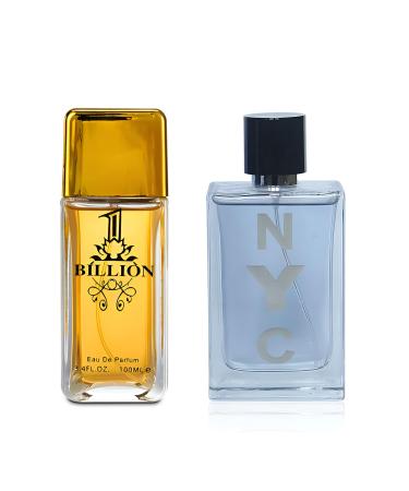 1 Billion&NYC Men Combo Men's Cologne- Eau De Toilette Spray Perfume Fragrance For Men- Daywear Casual Daily Cologne Set 3.4 Oz Bottle- Ideal EDT Beauty Gift for Birthday Anniversary