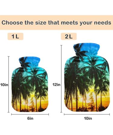 Naanle 2L Hot Water Bottle with Lid - Coconut Palms | Transparent Hot Water Bottle for Menstrual Cramps Relief & Heat Therapy - Buy Online on GoSupps.com