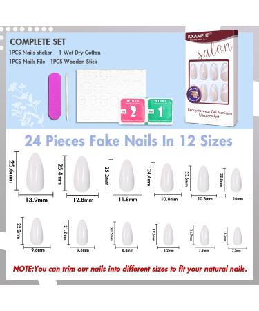 KXAMELIE Medium Length Nude White Swirls Almond Press on Nails - Salon Perfect Stick on Fake Nails for Women - Buy Online on GoSupps.com