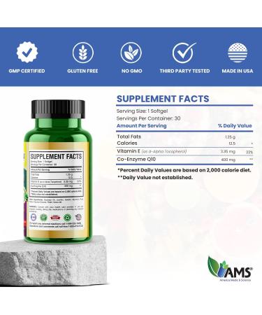America Medic & Science Q-Well-10 (30 Pieces) | CoQ10 400mg Softgels | Nutritional Supplement with Coenzyme Q10 and Vitamin E | High Absorption Antioxidant for Enhanced Wellness and Heart Health 30 Count (Pack of 1) - Buy Online on GoSupps.com