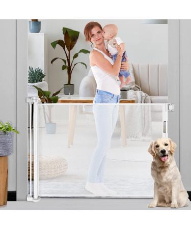 HEELALBABY Retractable Baby Gate for Stair 65" Extra Wide Outdoor Mesh Safety Gate for Dogs or Pets Fabric Indoor Puppy Gates for Doorways