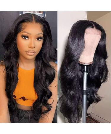 LSYBEAUTY Body Wave Lace Front Wigs Human Hair 22 Inch Glueless 4X4 Lace Closure Wigs Human Hair for Black Women 180% Density Brazilian Virgin Hair Pre Plucked Bleached Knots with Baby Hair Natural Color 22 Inch (Pack of...