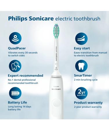 Philips Sonicare Electric Toothbrush 1100 Series - Sonic Technology - Up to 3x Plaque Removal - Easy Start Tech - QuadPacer - 2-minute Smart Timer - HX3641/11 - Buy Online on GoSupps.com