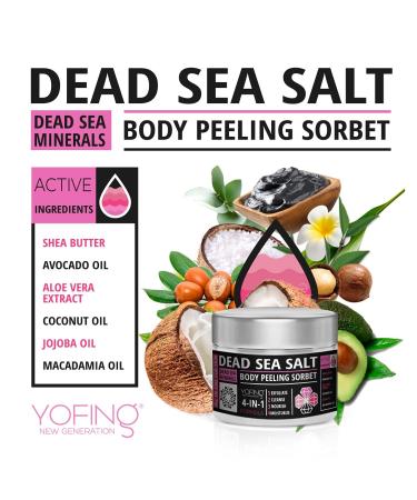 Dead Sea Salt Body Scrub Peeling Sorbet with Aloe Vera & Avocado Oil | Exfoliating Skin Renewing Treatment - Buy Online on GoSupps.com