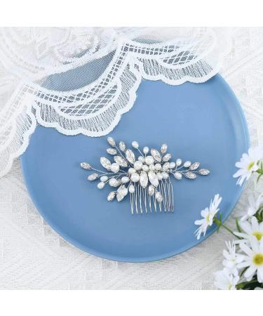 Edary Bridal Silver Wedding Hair Combs - Rhinestone & Pearl Hair Accessories for Women & Girls - Buy Online on GoSupps.com