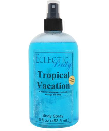 Tropical Vacation Body Spray (Double Strength) 16 ounces Body Mist for Women with Clean Light & Gentle Fragrance Long Lasting Perfume with Comforting Scent for Men & Women Cologne with Soft 16 Fluid Ounces (Double Strength)