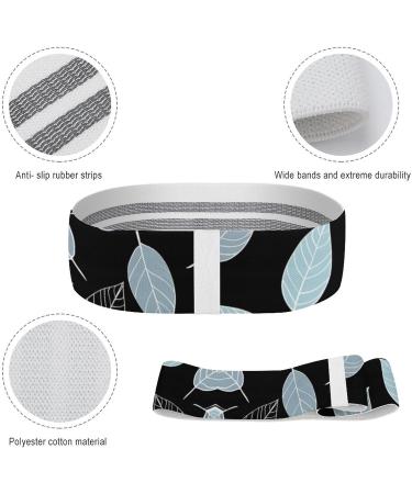 Premium Fabric Resistance Bands - White & Gray Leaves Print | Elastic Leg Bands for Effective Workouts | International Shipping Available - Buy Online on GoSupps.com