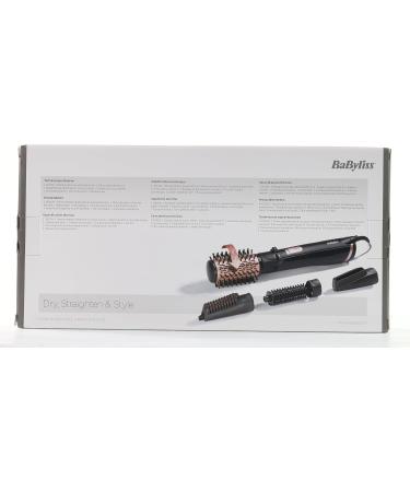 BaByliss AS200E Rotating Hot Air Brush Set - 1000W Ionic Styling Tool with 4 Attachments - 5-Piece Black Set for Effortless Hair Styling - Buy Online on GoSupps.com