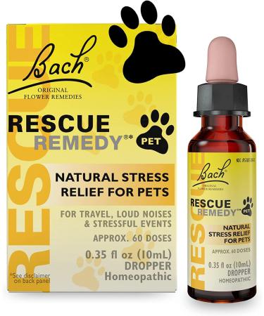 Bach Rescue Remedy Pet Dropper 10mL Calming for Dogs Cats & Other Pets Homeopathic Flower Essence Thunder Fireworks Travel Separation Sedative-Free