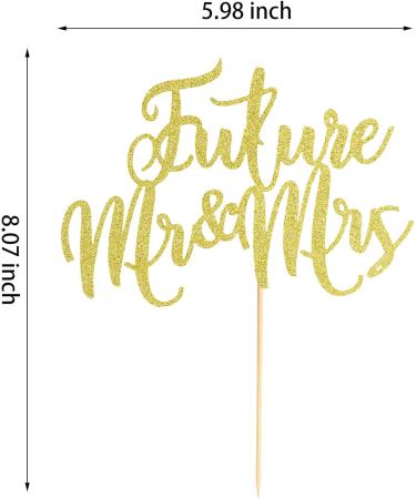 Arthsdite 1Pc Future Mr and Mrs Cake Topper Bridal Shower Cake Pick Decorations- for Wedding Engagement Theme Party Decoration Bachelor Party Decorations Supplies - Gold Glitter - Buy Online on GoSupps.com