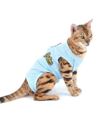 Selmai Medical Pet Shirt Cat Body For Dogs after op dog castration soft cotton e-collar alternative for pets Nursing Clothing Wound protection prevent licking skin diseases blue xl XL blue