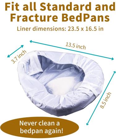 Bed Pan Set with Disposable Liners and Urine Absorption Powder - Heavy Duty, Contoured Design for Elderly and Bedridden Patients - Buy Online on GoSupps.com