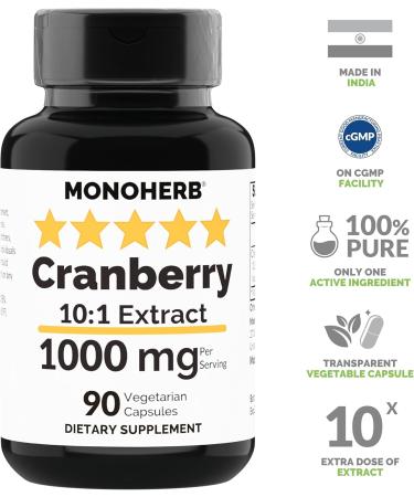 MONOHERB Cranberry Extract 1000 mg - 90 Vegetarian Capsules - Buy Online on GoSupps.com