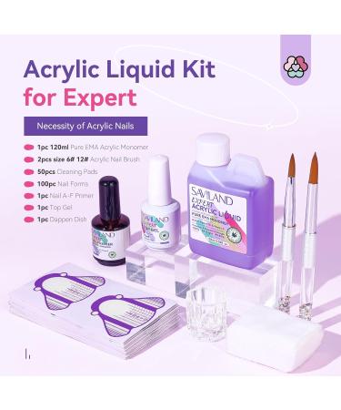 SAVILAND EMA Odorless Monomer Acrylic Liquid - 4 oz Nail Monomer for Acrylic Powder Premium Nail Brush & Gel - Best Acrylic Nail Kit for Manicurists - Buy Online on GoSupps.com