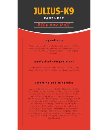 Julius-K9 - Beef & Rice - Adult Dog Food - Beef and Rice Based Dog Food - Suitable for All Small Breeds - 3 kg - Buy Online on GoSupps.com