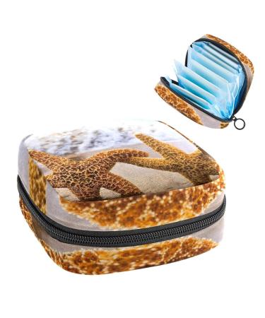 GIAPB Period Bag Sanitary Napkin Storage Bag Period Pouch Travel Makeup Bag Starfish Beach Landscape Color3579