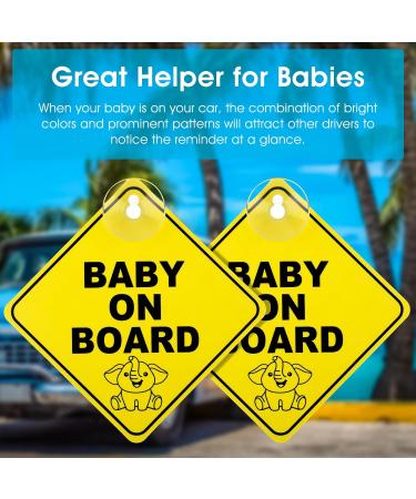 Bewudy 2 PCS Baby on Board Car Warning Sign - Elephant Design | Reusable Baby in Car Sticker with Suction Cups - Buy Online on GoSupps.com