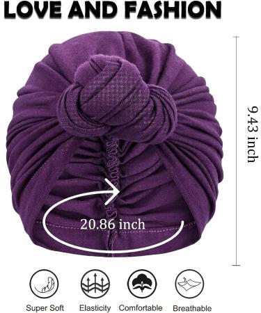 Women's African Turban Flower Knot Pre-Tied Bonnet - Large Blue/Purple/Yellow/Red/Grey/Black - Buy Online on GoSupps.com