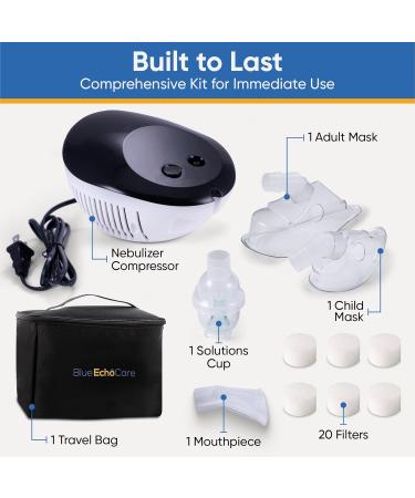 BEC NEBULIZER - Compact Piston Compressor Adults and Children Adult and Child Mask Mouthpiece Solutions cup 20 Filters for Adults and Children - Buy Online on GoSupps.com