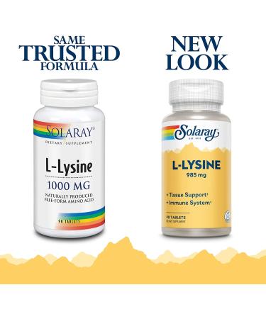 Solaray L-Lysine 1000 mg - 90 Tablets for Immune Support & Healthy Skin - Buy Online on GoSupps.com