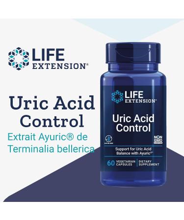 Life Extension Uric Acid Control Terminalia bellirica 500mg 60 Vegan Capsules Gluten Free Vegetarian Non-Soy Non-GMO - Buy Online on GoSupps.com