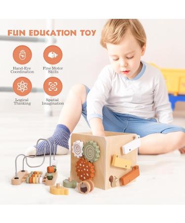 Youuus 5-in-1 Wooden Motor Cubes | Montessori Baby Toys for Motor Skills | Educational Activity Center for Toddlers - International Shipping - Buy Online on GoSupps.com