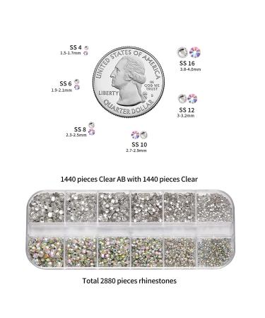 Beadsland 2880pcs Flatback Nail Rhinestones Kit - Clear AB & Crystal Rhinestones for Makeup and Crafts - 6 Sizes - Set 06 - Buy Online on GoSupps.com