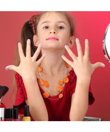 120 Pcs Girls Press On Fake Nails - Short Full Cover Artificial Nail Tips for Children | Sweet Girl Nail Art Decoration - Buy Online on GoSupps.com